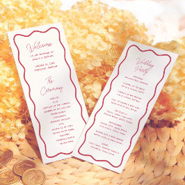 Programa Modern Bold Wavy Frame Retro Red Wedding