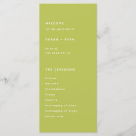 Programa Modern Bright Lime Green Wedding Ceremony