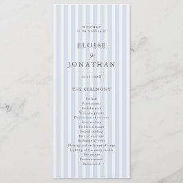 Programa Modern Classic Stripes Dusty Blue Vintage Wedding