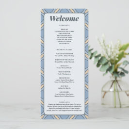 Programa Modern Dusty Blue Art Deco Wedding Program Card