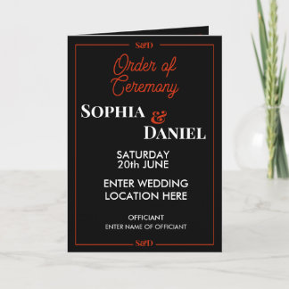 Programa Modern Editable Wedding Order of Ceremony