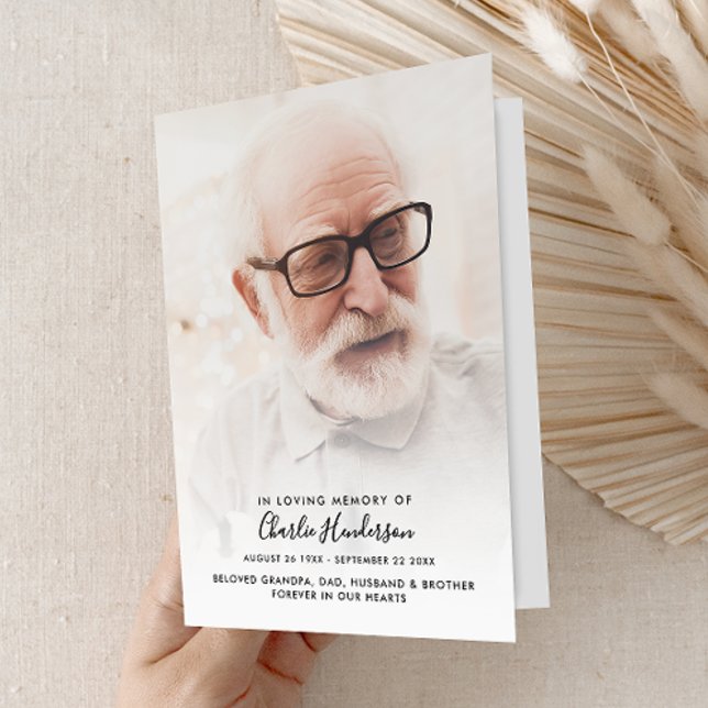 Programa Modern Folded 4-Page 1-Photo Celebration of Life (Criador carregado)