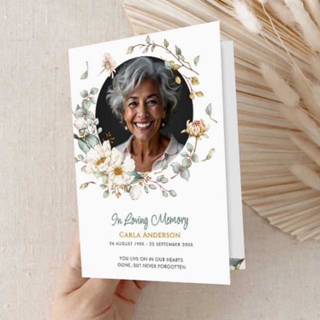 Programa Modern Folded 4-Page 3-Photo Celebration of Life P (Criador carregado)