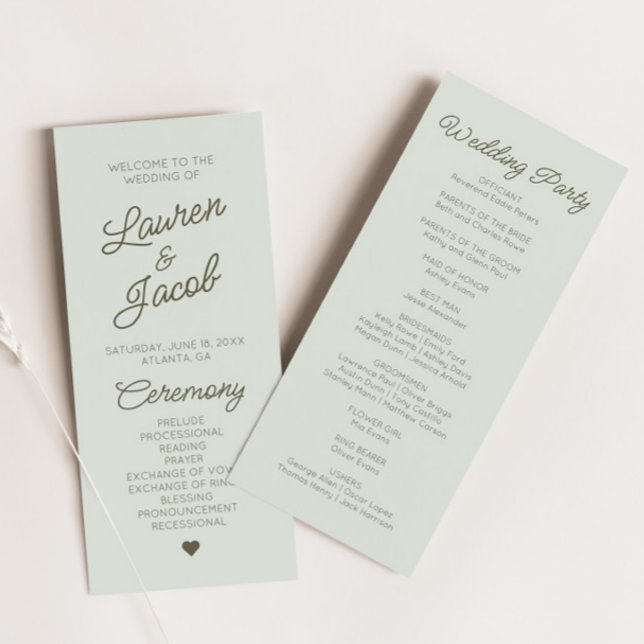 Programa Modern Minimal Minimalist Green  Wedding (Criador carregado)