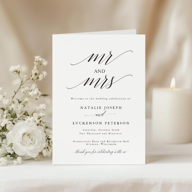 Programa Modern Minimalist Folded Wedding Program (Criador carregado)