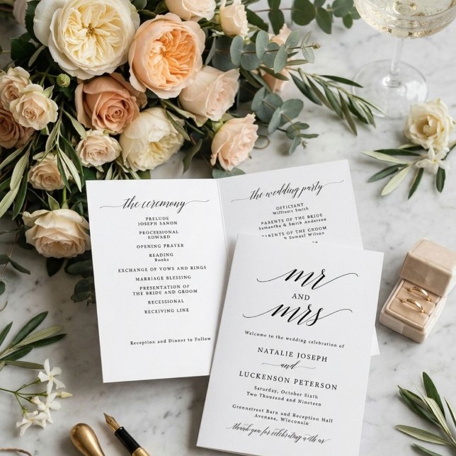 Programa Modern Minimalist Folded Wedding Program (Criador carregado)