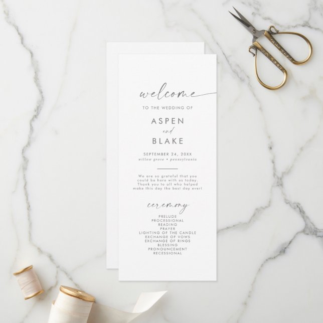 Programa Modern Silver Script Wedding (Frente/Verso In Situ)