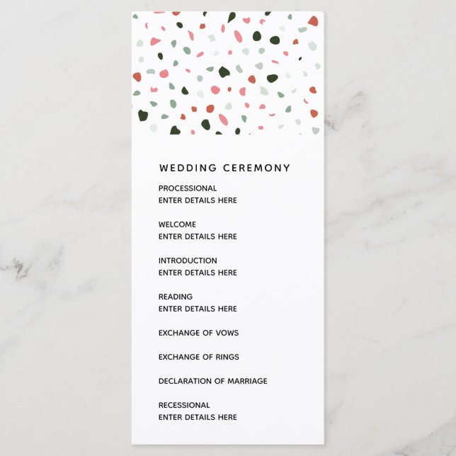 Programa Modern Terrazzo para a Cerimônia de Casam (Frente)