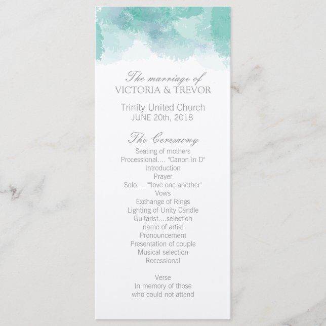 Programa Modern Watercolor Wedding (Frente)