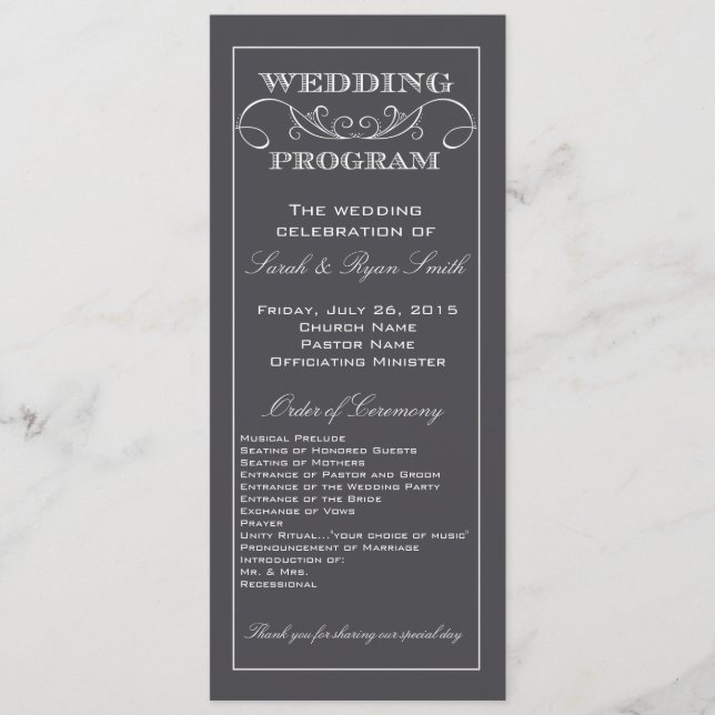Programa Moderno de Casamento de Cinzas de Carvão (Frente)