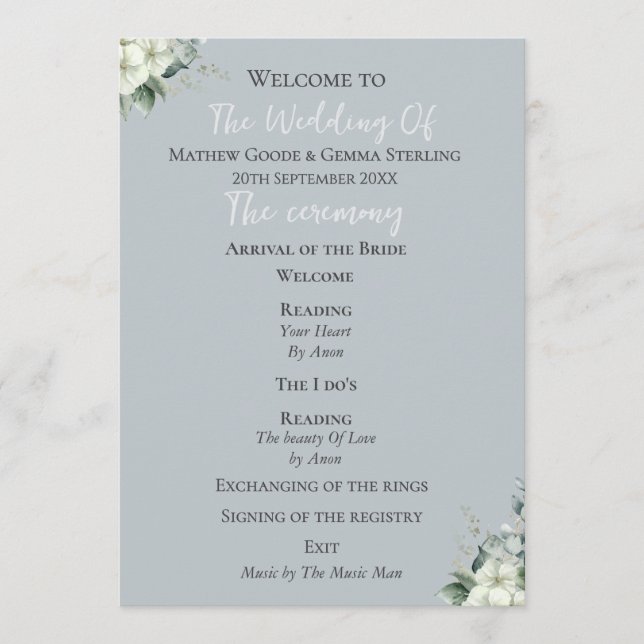 Programa Moderno de Casamento Eucalyptus (Frente)