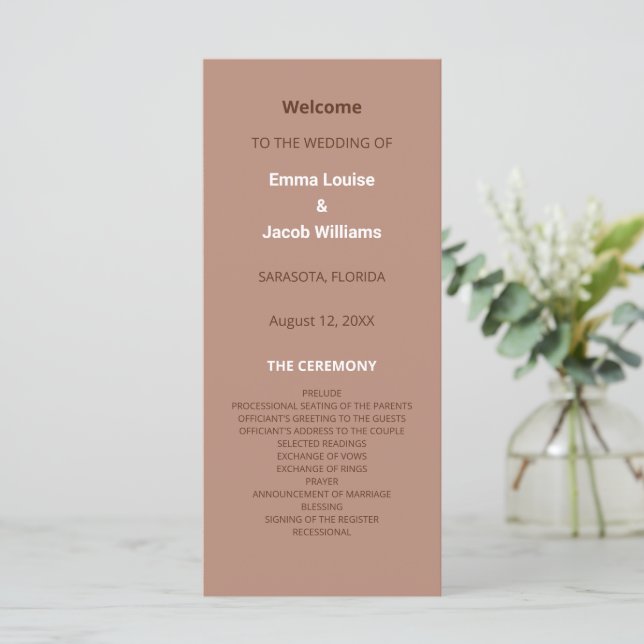 Programa Moderno de Casamento Mocha Brown (Em pé/Frente)