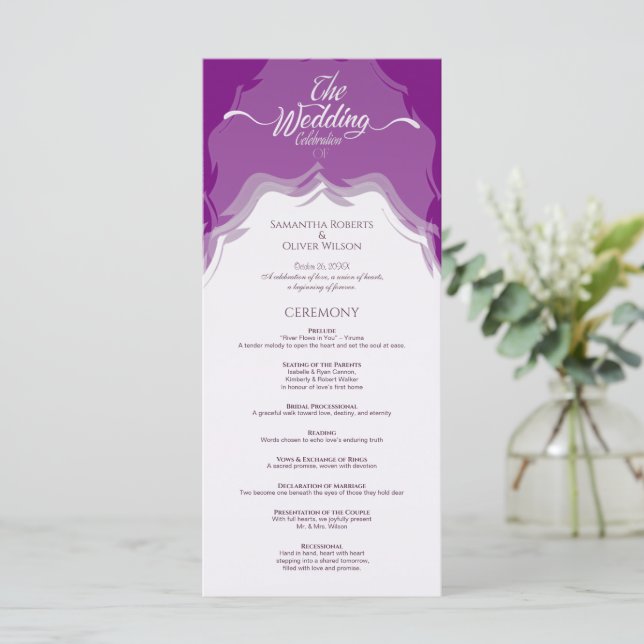 Programa Moderno de Casamento Rosa-Abstrato (Em pé/Frente)