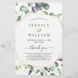 Programa Moderno de Cerimônia de Casamento Floral