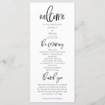 Programa Moderno de Cerimônia de Casamento Minimal