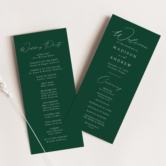 Programa Moderno Elegante de Casamento Verde (Criador carregado)