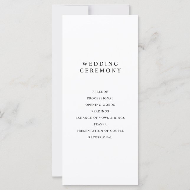 Programa Moderno Minimalista de Casamento Negro e  (Frente)