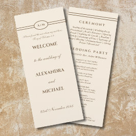 Programa Monogram Cream Taupe Christian Wedding Program