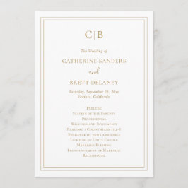 Programa Monograma Simples Tradicional Casamento Dourado El