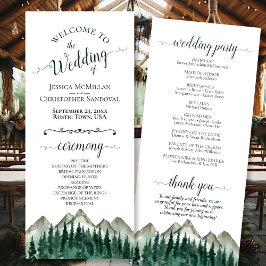 Programa Montanhas Rustic Watercolor & Pine Wedding