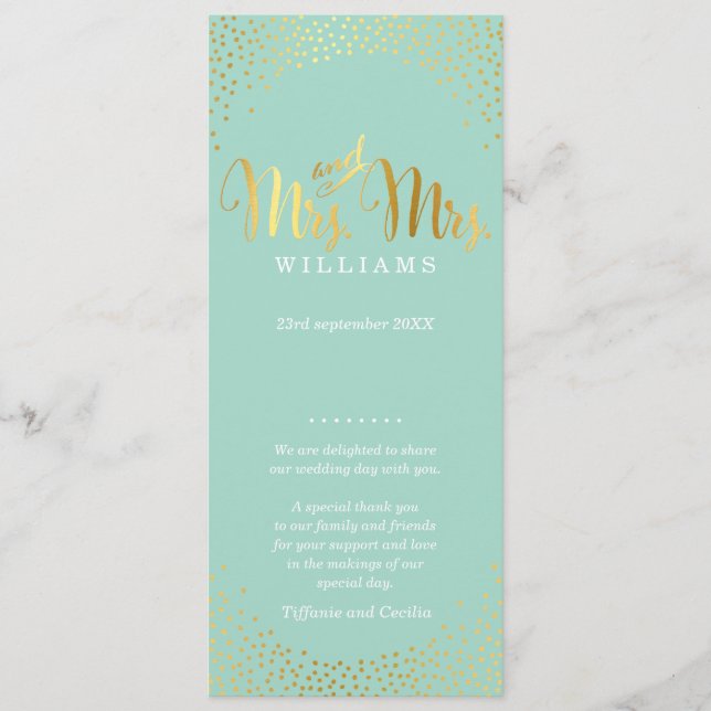 Programa MRS. & MRS. WEDDING PROGRAM glam gold confetti men (Frente)