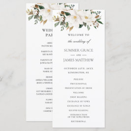 Programa Noivado Elegante Ivory Magnolia Floral Greenery
