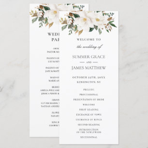 Programa Noivado Elegante Ivory Magnolia Floral Greenery