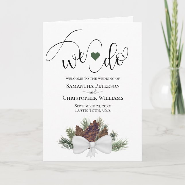 Programa Nós Fazemos Casamento Rustic Watercolor Pinecones (Frente)