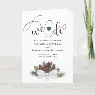 Programa Nós Fazemos Casamento Rustic Watercolor Pinecones