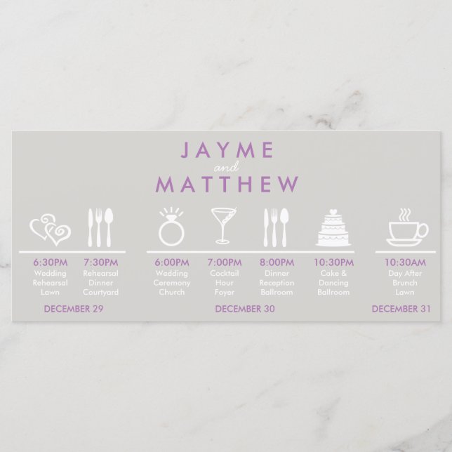 Programa Nota de Boas-vindas da Linha do Horário de Casamen (Frente)