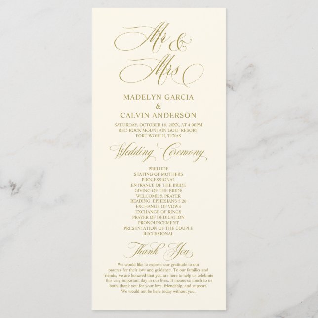 Programa Novo Sr. e Sra., Vintage Dourado, Cerimônia de Cas (Frente)