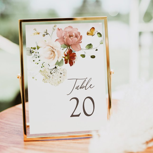 Programa Número de Mesa Floral Boho Aquarela Elegante (Criador carregado)