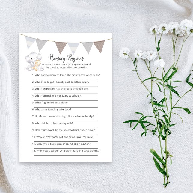 Programa Nursery Rhymes Game Modern Baby Elephant Card (Criador carregado)