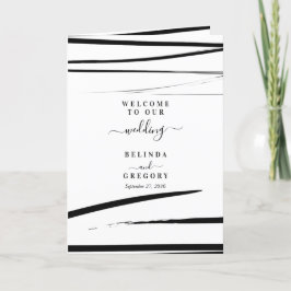 Programa Ordem de Serviço de Casamento Branco Negro Moderno