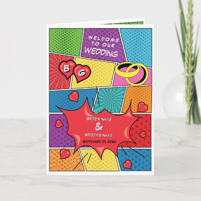 Programa Ordem de Serviço de Casamento de Arte Pop da revis (Frente)