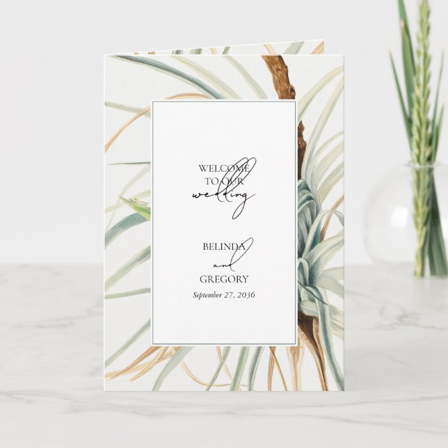 Programa Ordem de Serviço de Casamento de Boho Neutro em Wa (Frente)