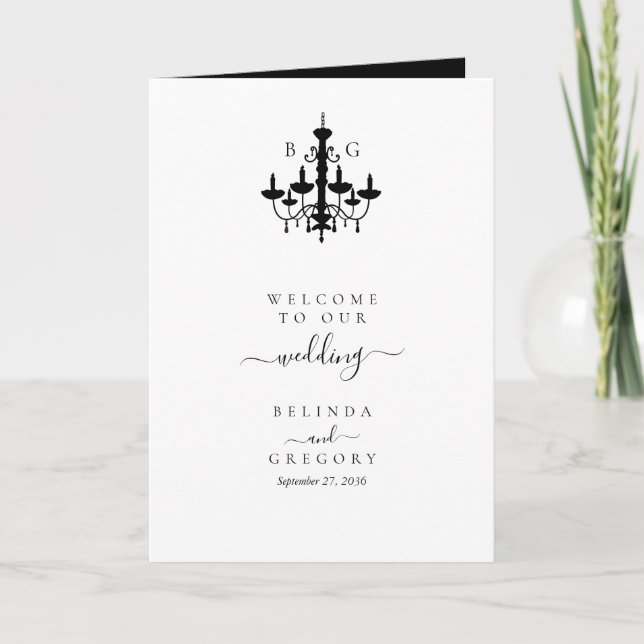 Programa Ordem de Serviço de Casamento de Chandelier Branco (Frente)