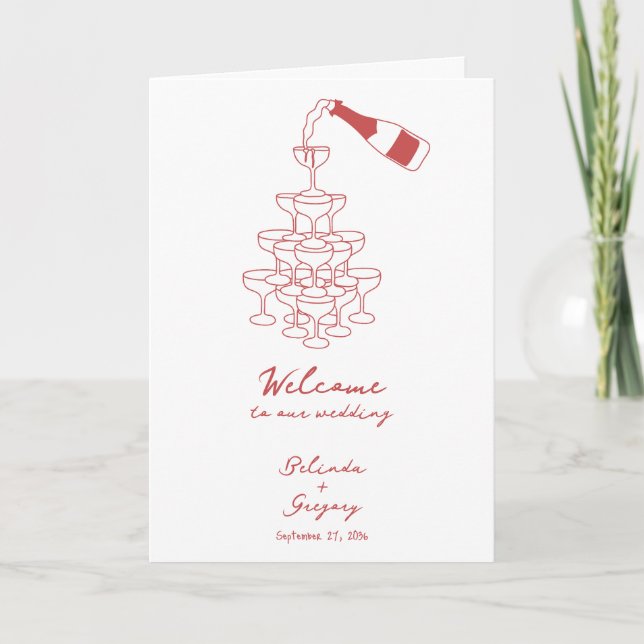 Programa Ordem de Serviço de Casamento de Mão Desenhada Mar (Frente)