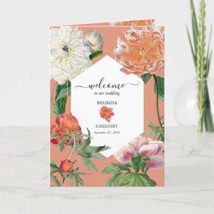 Programa Ordem de Serviço de Casamento de Pêonias Rosa-Pêss
