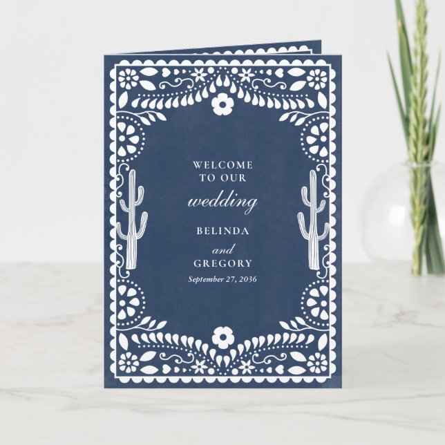 Programa Ordem de Serviço de Casamento Mexicano Papel Picad (Frente)