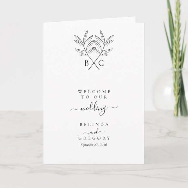 Programa Ordem de Serviço de Casamento Monograma Minimalist (Frente)