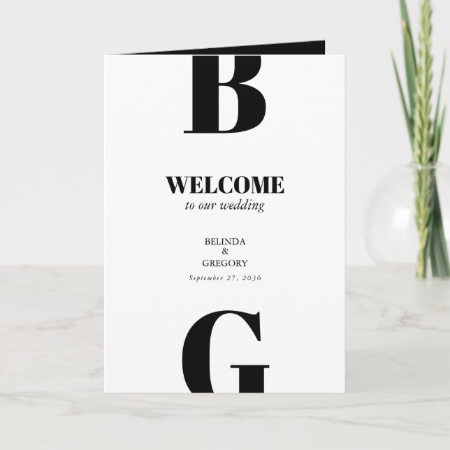 Programa Ordem de Serviço de Casamento Preto e Branco Moder (Frente)