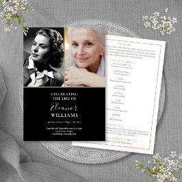 Programa Ordem de Serviço de Funeral Memorial de 2 Fotos