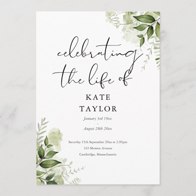 Programa Ordem de Serviço de Funeral Memorial Greenery  (Frente)