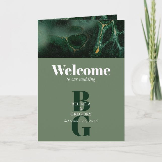 Programa Ordem de Serviço de Monograma Verde Moderno (Frente)