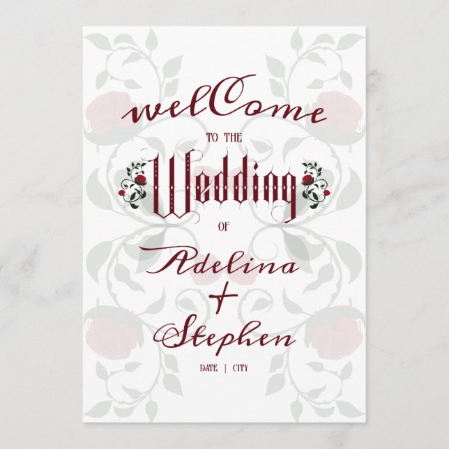 Programa Ordem de Serviço do Rosa vermelha de Casamento Gót (Frente)