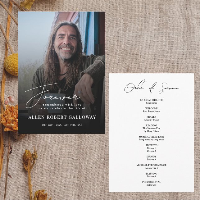 Programa Ordem de Serviço Funeral de Script Elegante Modern (Criador carregado)