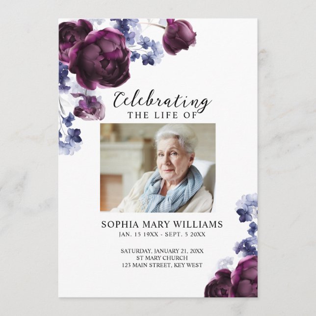 Programa Ordem de Serviço Funeral Memorial Floral Elegante (Frente)