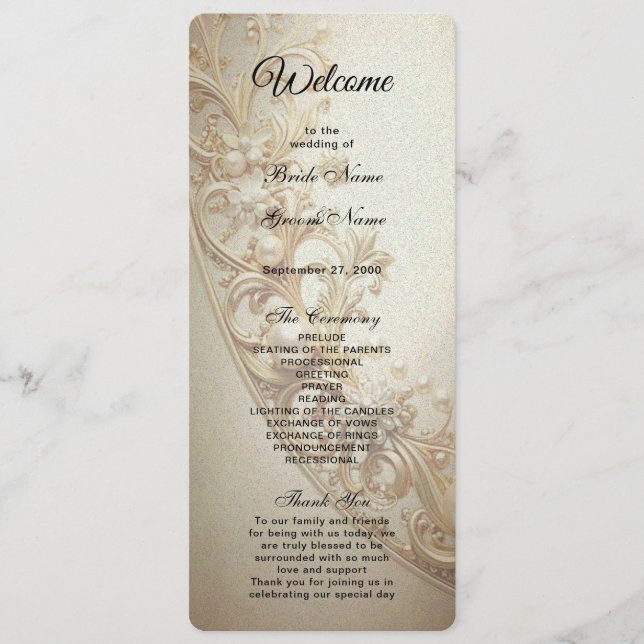 Programa Ornate Gold Flourish Wedding (Frente)