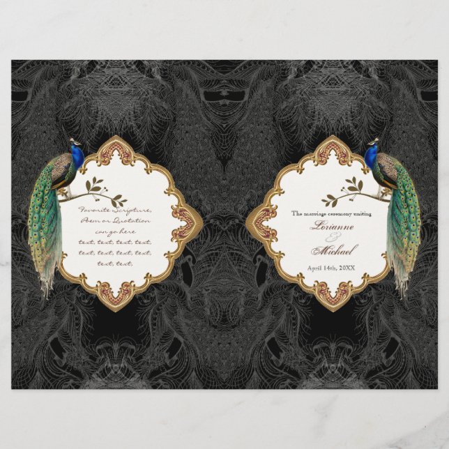 Programa ouro de Casamento Pêssego e Caligrafia (Frente)